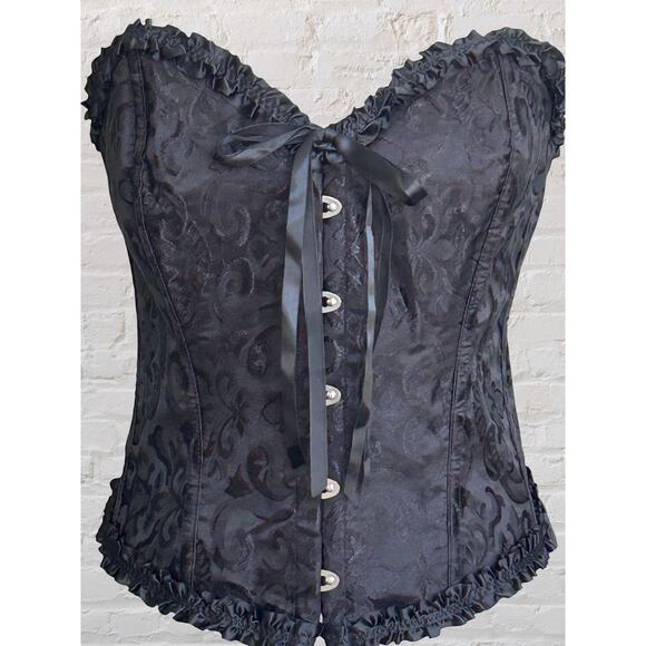 Black Tie Up Corset Top Plus Size 2XL 3XL Whimsigoth Witchy Going Out Clubwear - Picture 3 of 5